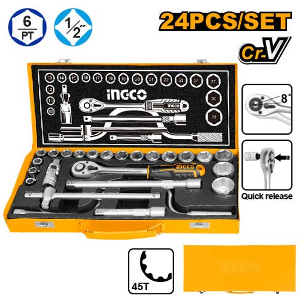 24 Pcs 1/2" Socket Set INGCO 