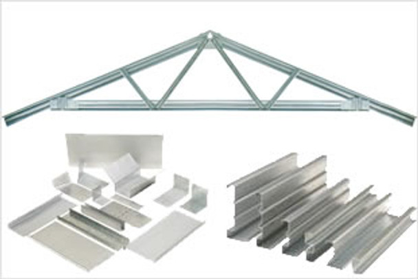 Light gauge steel roof trusses for roofing.